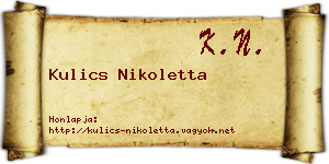 Kulics Nikoletta névjegykártya